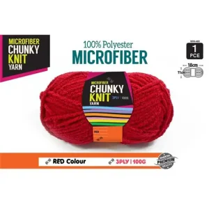 1Pce Chunky Knit Yarn Polyester 100G - Red