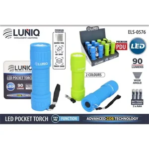 1Pce Rubberised COB LED Pocket Torch-3AAA