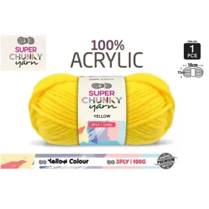 1Pce Super Chunky Acrylic Knitting Yarn-3 Ply-100G-Yellow