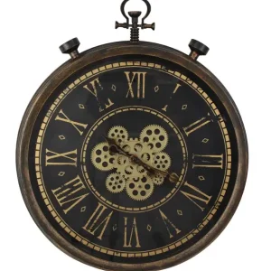 60cm Antique Time Piece Clock with Moving Cogs (Window Box)