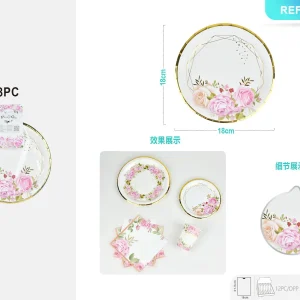 7-inch floral paper plate 8pcs