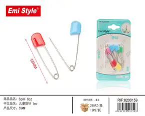 Baby Nappy Safety Pins 55mm 6pcs