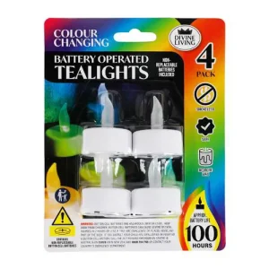 Battery Operated Tealights Colour Changing 4pack