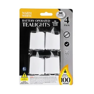 Battery Operated Tealights Warm White Large 4pack
