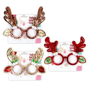 Christmas Glasses Glitter Reindeer with Ears