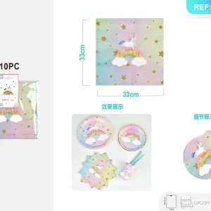 Colorful Unicorn Happy Birthday Serviette 33x33CM 10pcs