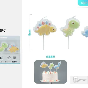 Cute dinosaurs shaped candle 8cm 3pc
