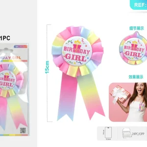 Gradient Birthday Girl Badge 1PC4.5x4.5CM