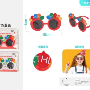 Happy Birthday Balloon Party Glasses Red White Mixed