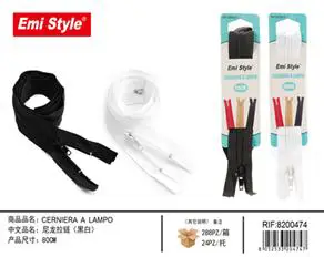 Nylon Zipper Black and White 80cm
