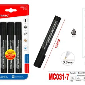 PERMANENT MARKER TEXTA Round Head Black 3pcs