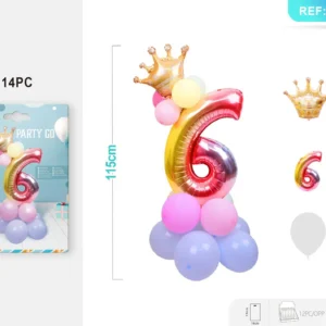 Standing Kit Foil Balloon Number 6 80CM 14PC Gradient