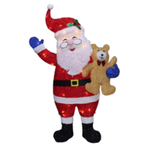 Christmas 3D LED Light-Up Santa Teddy Bear Yard Decoration