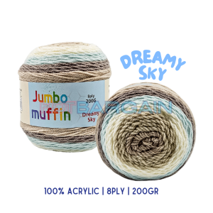 1pce Jumbo Muffin Yarn - Dreamy Sky 8ply 200g