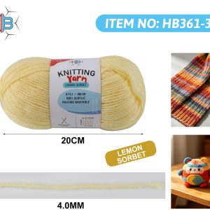 Acrylic Knitting Yarn 8Ply 100g Lemon Sorbet